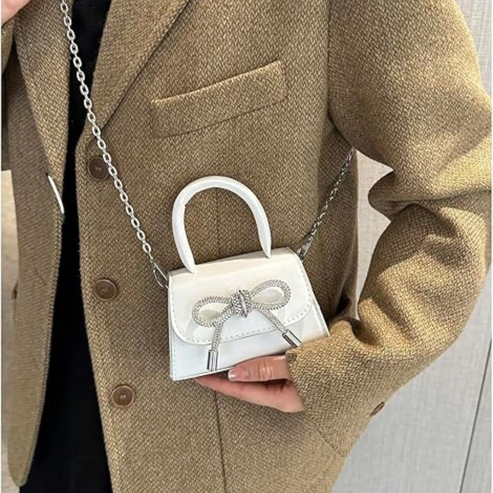 Neiman Marcus Coquette Rhinestone Bow Crossbody Bag